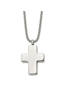 Bonyak Jewelry StainlessSteel Black /& Yellow IP-Plated w//Silver IP Brass Crucifix Neckla